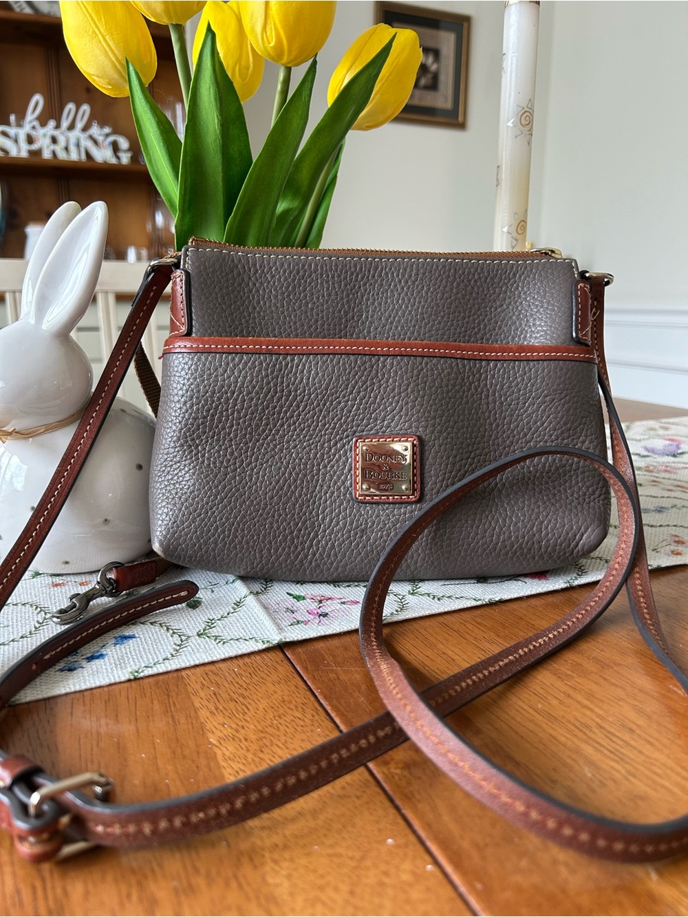 Dooney & Bourke Taupe Leather Crossbody